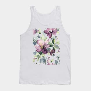 Watercplor Purple Flowers Tank Top